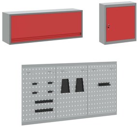 Conjunto de Bancada de Trabalho de 8 Peças VidaXL em Aço Vermelho