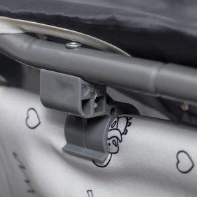 Berço de Viagem Dobrável para Bebés e Crianças até 15kg com 2 Rodas e Bolso Lateral Berço Portátil com Bolsa de Transporte 124x66x77,5cm Cinza