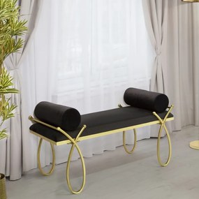 BANCO RIBBON 112,5X49X53 CM PRETO E DOURADO