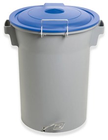 Contentor Lixo Cinzento com Pedal e Tampa Azul 52l 48X50X56cm