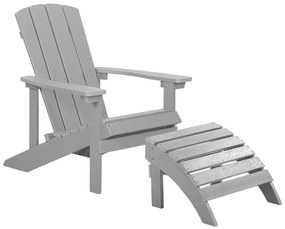 Cadeira de jardim cinzenta clara com repousa-pés ADIRONDACK Beliani