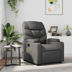 Poltrona de massagens reclinável couro artificial cinzento