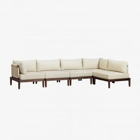Sofá De Canto De Jardim Modular Giulia De 5 Peças Em Acácia Crema - Sklum