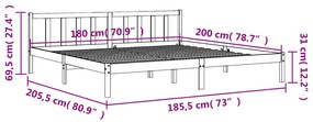 Cama sem colchão 180x200 cm pinho maciço castanho-mel
