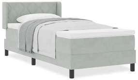 Cama Box Spring com Colchão VidaXL Cinza Claro 90x200 cm Veludo