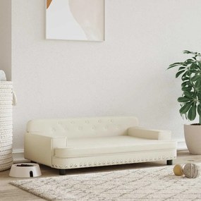 Cama para cães 90x53x30 cm couro artificial cor creme
