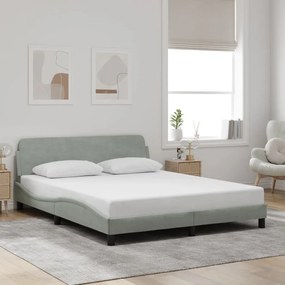 Estrutura de cama c/ cabeceira 160x200 cm veludo cinzento-claro