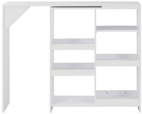 Mesa de bar com prateleira movível branco 138x39x110 cm