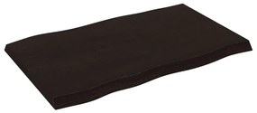 Tampo de mesa com bordas vivas maciço tratado castanho-escuro
