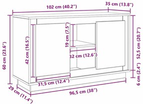Buffet vidaXL Preto Carvalho 102x35x60 cm Madeira engenheirada