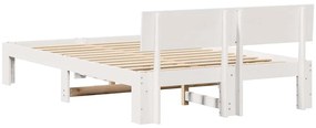 Estrado de Cama com Cabeceira Branco 120x200 cm Madeira de Pinho Maciç