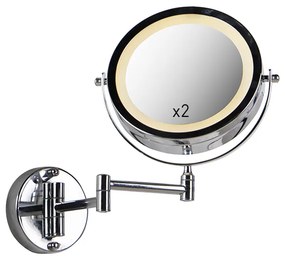 Espelho de parede design cromado com LED regulável dim to warm ajustável IP44 - Vicino Moderno