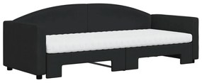 Sofá-cama com gavetão e colchões 80x200 cm tecido preto