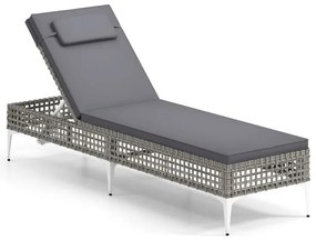 Conjunto de 4 móveis de pátio em corda de PE, conjunto de bistrô para conversação com almofadas e mesa de centro de vidro temperado, branco