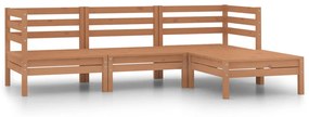 4 pcs conjunto lounge de jardim pinho maciço castanho mel