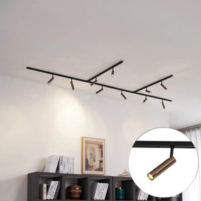 Sistema de iluminação de trilho moderno com 10 focos bronze escuro monofásico - Slimline Uzzy