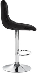 Banco de bar Jerry em veludo com estrutura cromada 87-108,5 x 43 x 46,5 cm Preto