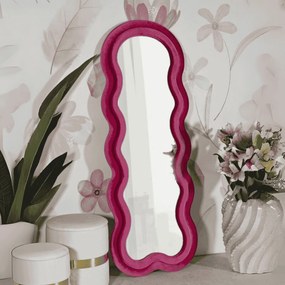 ESPELHO DE PAREDE MIKI VELUDO 60X4X160 CM (TAMANHO DO ESPELHO INTERIOR 39X135) FUXIA