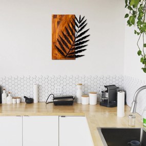 Acessório Decorativo de Parede Leaf 3 – Nogueira e Preto – 50 x 58 cm