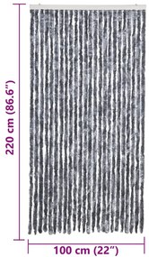 Cortina anti-insetos 100x220 cm chenille prateado