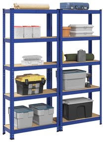 Prateleiras de armazenamento de 5 camadas 2 pcs aço azul