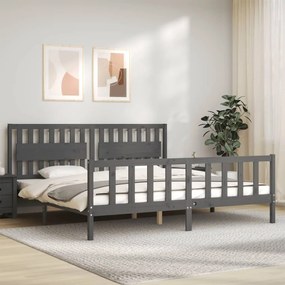 vidaXL Estrutura de cama com cabeceira 200x200 cm madeira maciça cinza