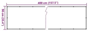 Tela de privacidade para varanda 400x90 cm PVC cinzento