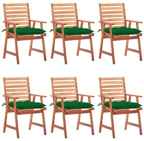 vidaXL Cadeiras de jantar p/ jardim 6 pcs c/ almofadões acácia maciça