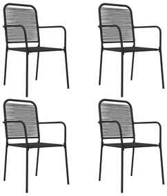 5 pcs conjunto de jantar p/ jardim corda de algodão e aço preto