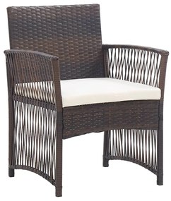 Cadeiras de jardim com almofadões 2 pcs vime PE castanho