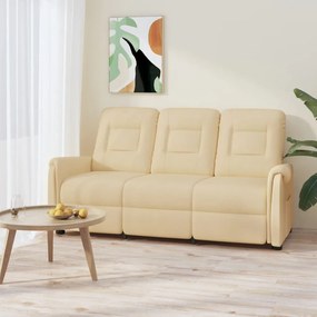 vidaXL Sofá reclinável 3 lugares tecido microfibra cor creme