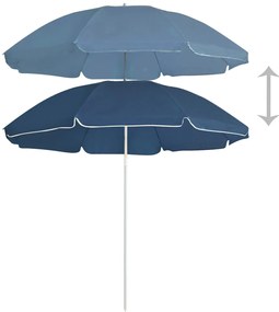 Guarda-sol de exterior com poste de aço 180 cm azul
