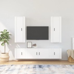vidaXL Conjunto móveis de TV 5 pcs madeira processada branco