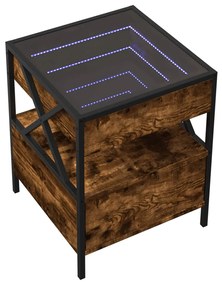 Mesa de cabeceira c/ LED Infinity 40x40x51 cm carvalho fumado