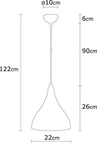 Candeeiro de Teto Berceste – Branco – 22 cm x 122 cm