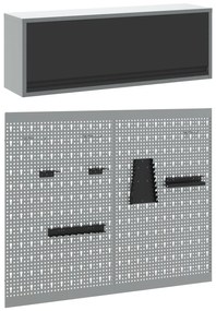 Conjunto de Armário de Ferramentas e Painel de Pegboard VidaXL em Meta