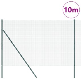Cerca de Fio Soldado com 7 Postes Verde 1.6x10 m Aço