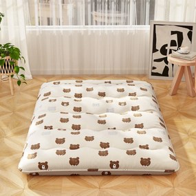 Colchão de chão enrolável Tatami Mat com capa lavável Tapete portátil com saco de transporte 200 x 140 x 10 cm Castanho