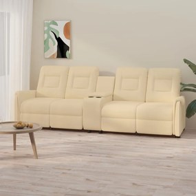 vidaXL Sofá reclinável 4 lugares c/ suporte para copos cor creme