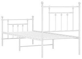 Estrutura de cama com cabeceira e pés 75x190 cm metal branco