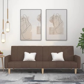 vidaXL Sofá-cama de 2 lugares tecido cinzento-acastanhado