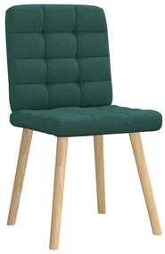 Cadeiras de jantar 6 pcs tecido verde-escuro