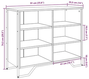Aparador 91x35,5x74,5 cm derivados de madeira cinzento sonoma