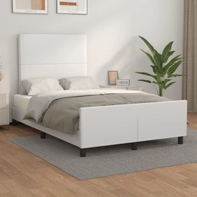 Estrutura cama c/ cabeceira 120x200 cm couro artificial branco