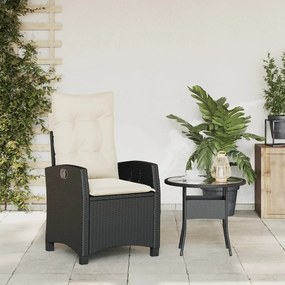 Cadeira de jardim reclinável c/ almofadões vime PE preto