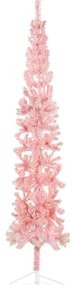 Meia árvore de Natal fina com suporte 210 cm rosa