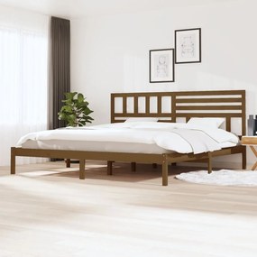 Estrutura de cama super king 180x200 cm pinho castanho-mel