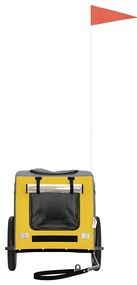 Reboque bicicleta p/ animais tecido oxford/ferro amarelo/cinza