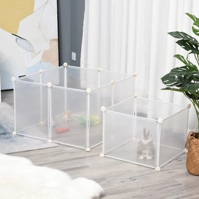Cerca para Pequenos Animais Gaiola Modular de Metal com 12 painéis e 24 conectores para coelhos, porquinhos-da-índia 105x105x45 cm Branco