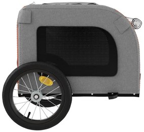 Reboque bicicleta p/ animais tecido oxford/ferro laranja/cinza